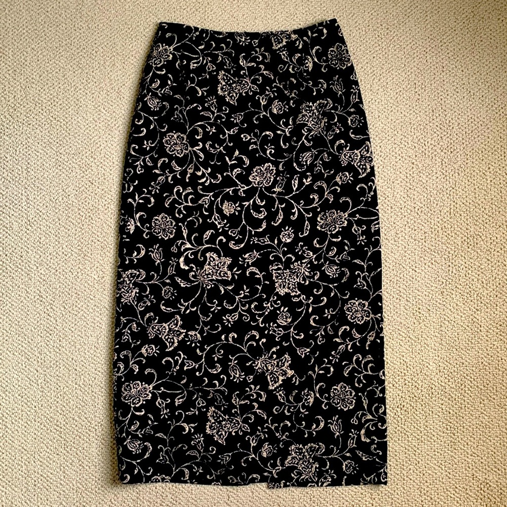 Talbots flower print pencil skirt
